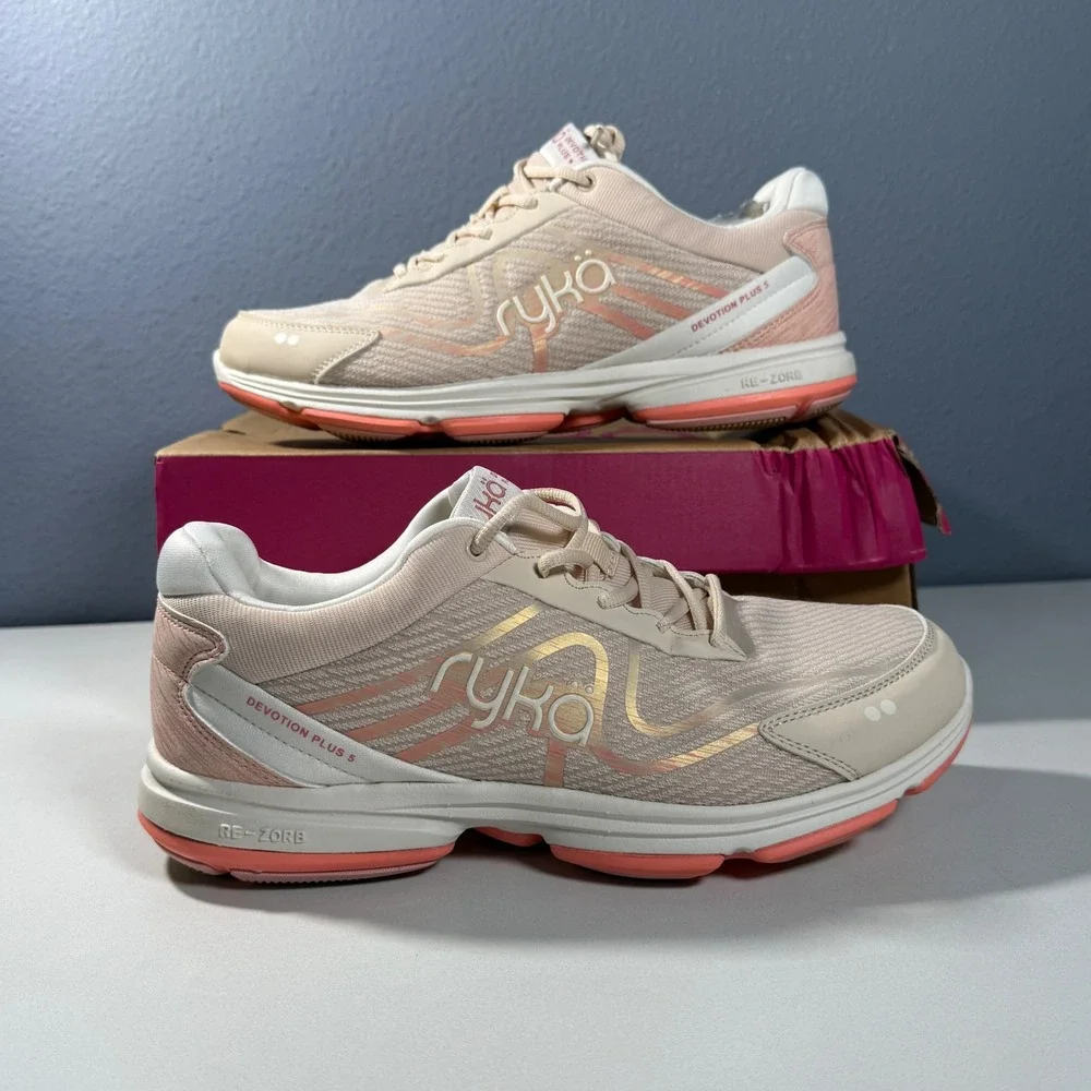 Ryka‎ Devotion Plus 5 Womens 9W Walking Shoes Tapioca Beige Pink J3099M1250 NEW
